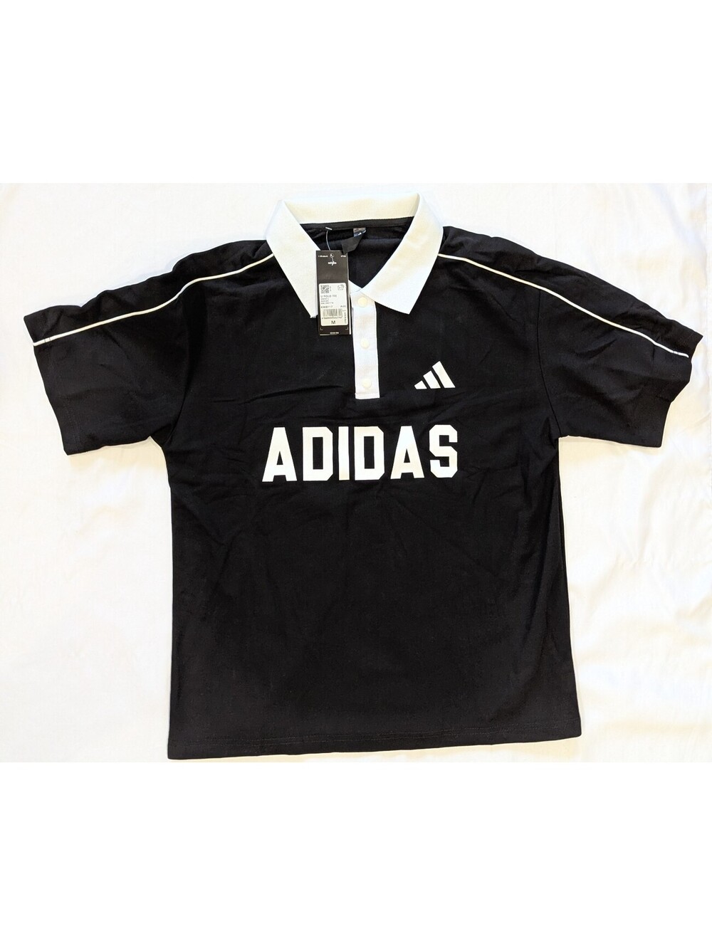Adidas U Polo Tee Womens S Black White Collegiate Blokecore KW8117 - Picture 2 of 8
